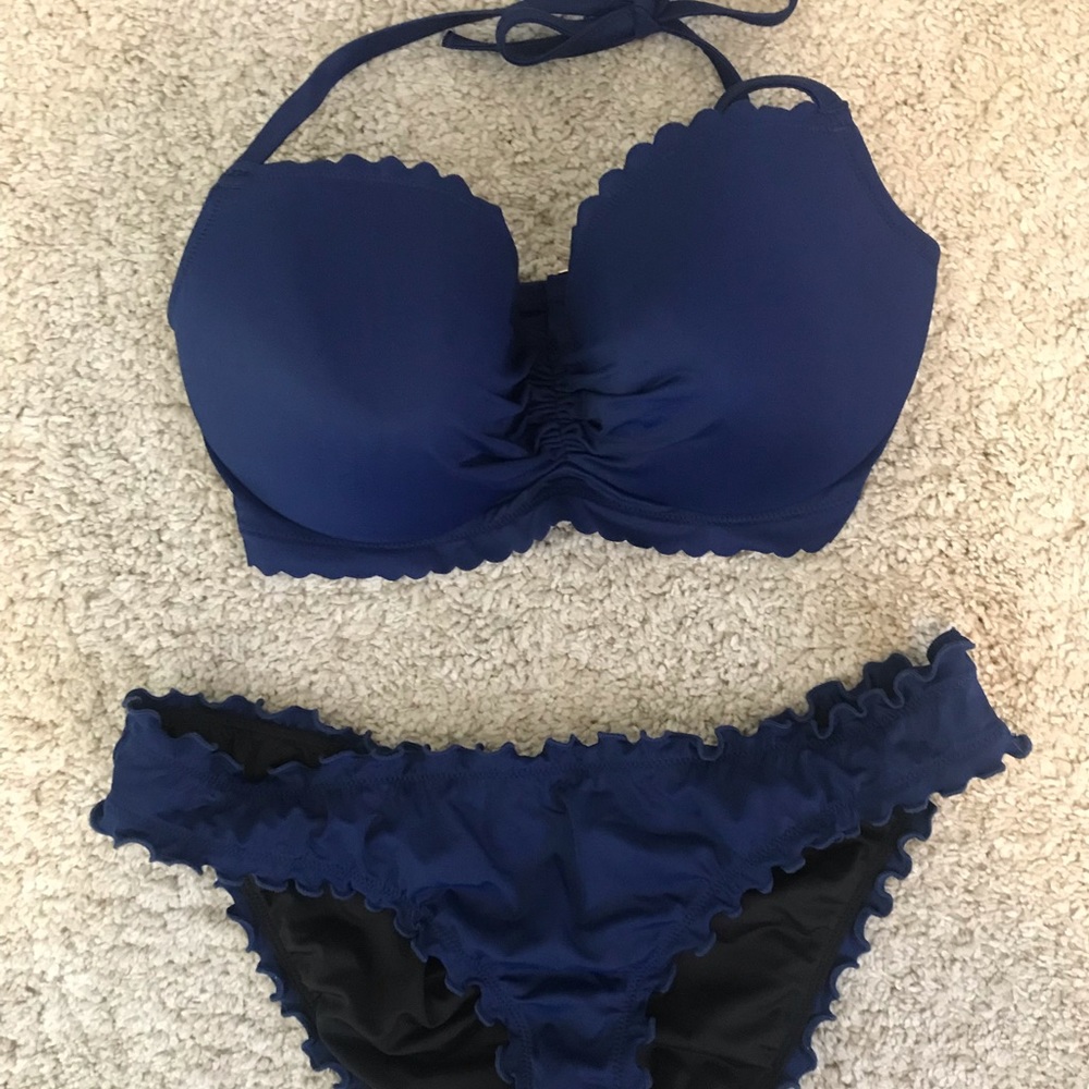 Navy ruffle Victoria’s Secret halter bikini
